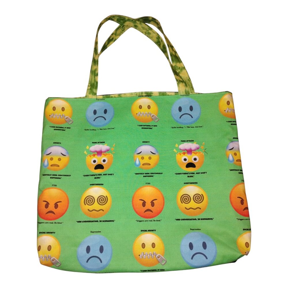 Mental Health Emoji Awareness Heavy Duty Tote Bag